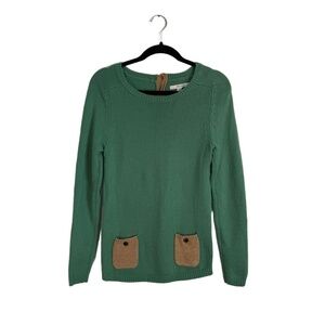 Boden Sweater UK 10 US 6 Green Pullover Long Sleeves Front Pockets Wool Classic